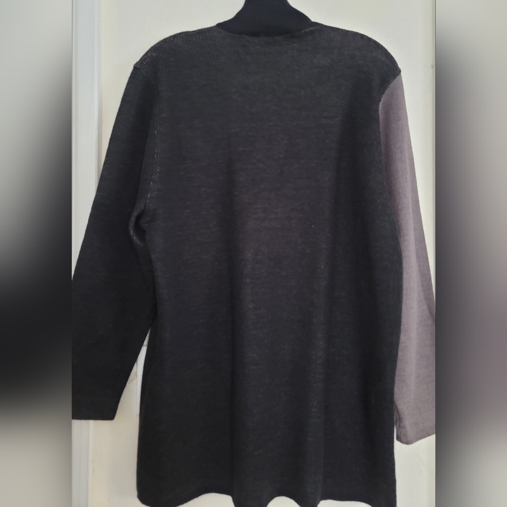 Vtg Rodier Black Gray Mock Neck Graphic Wool Blend Tunic Sweater Size Large - Picture 8 of 13